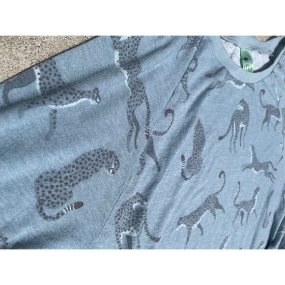 ￼ jogger, Pajama Set Size Large Blue Green, Jaguar All Over Print Very Soft - Picture 3 of 5